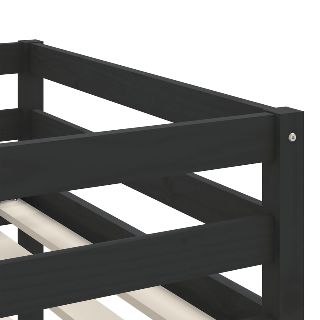 vidaXL Detská vyvýšená posteľ rebrík čierna 80x200 cm masívna borovica