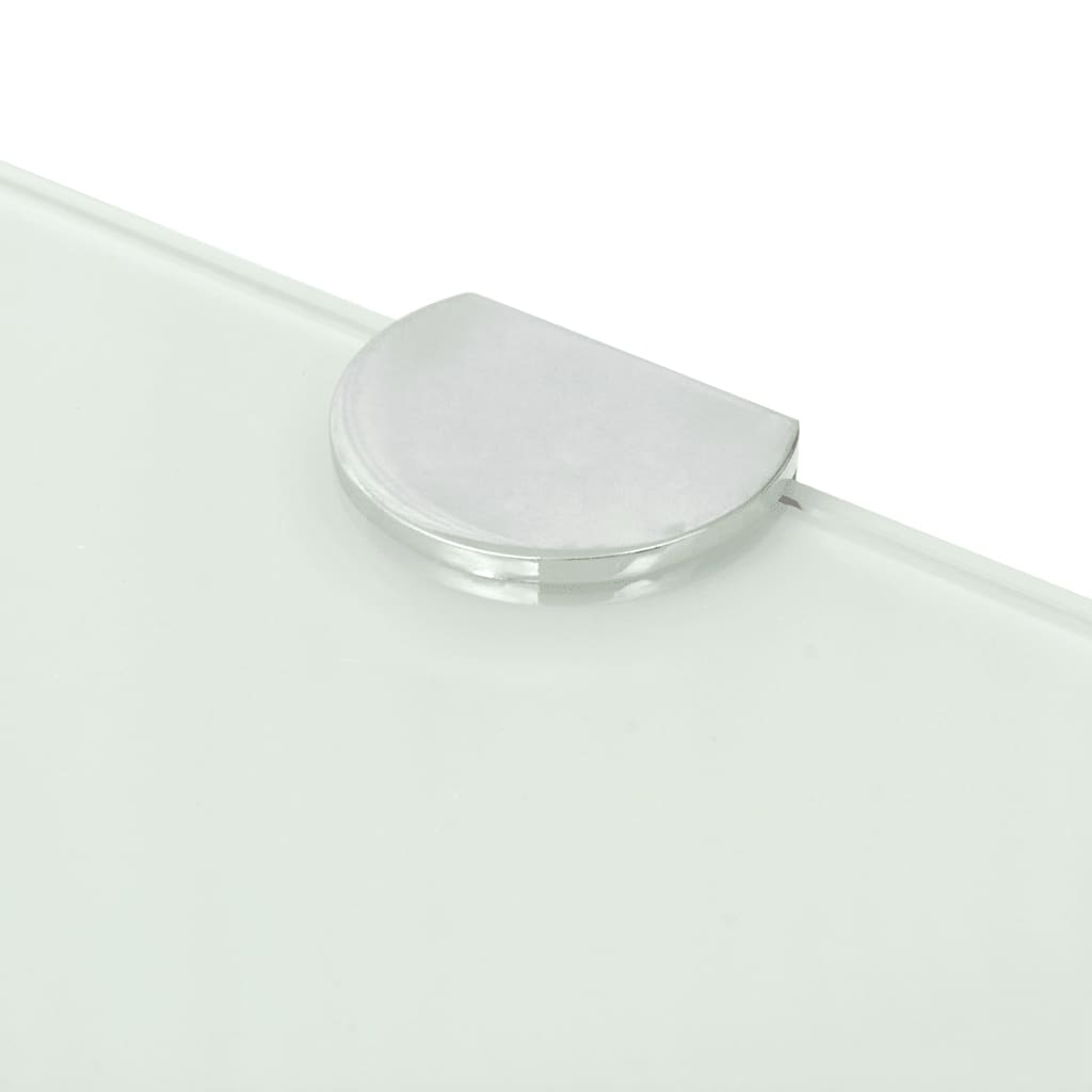 vidaXL Rohová polička s chrómovanou podperou, sklenená, biela, 25x25 cm