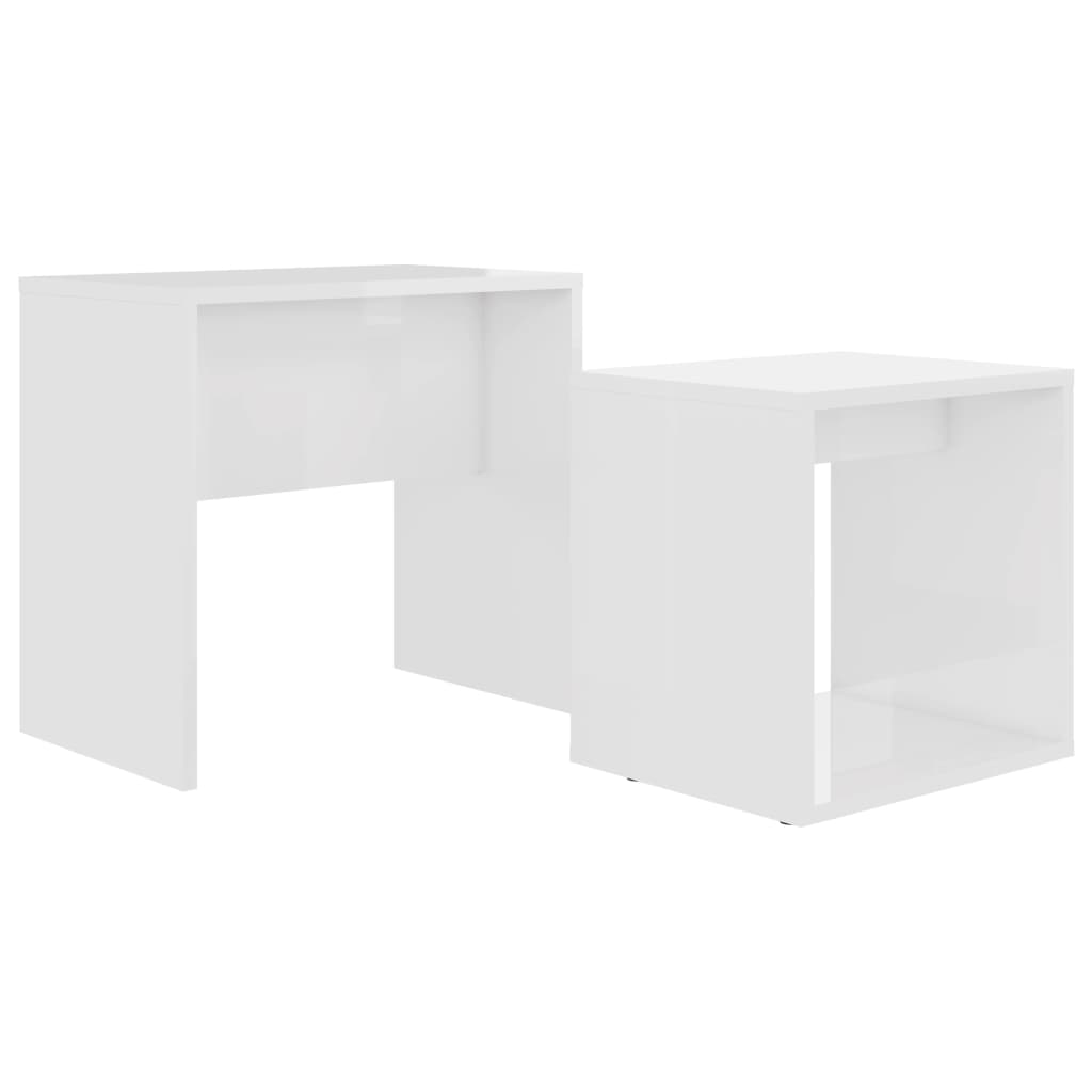 vidaXL Sada konferenčných stolíkov lesklá biela 48x30x45 cm drevotrieska