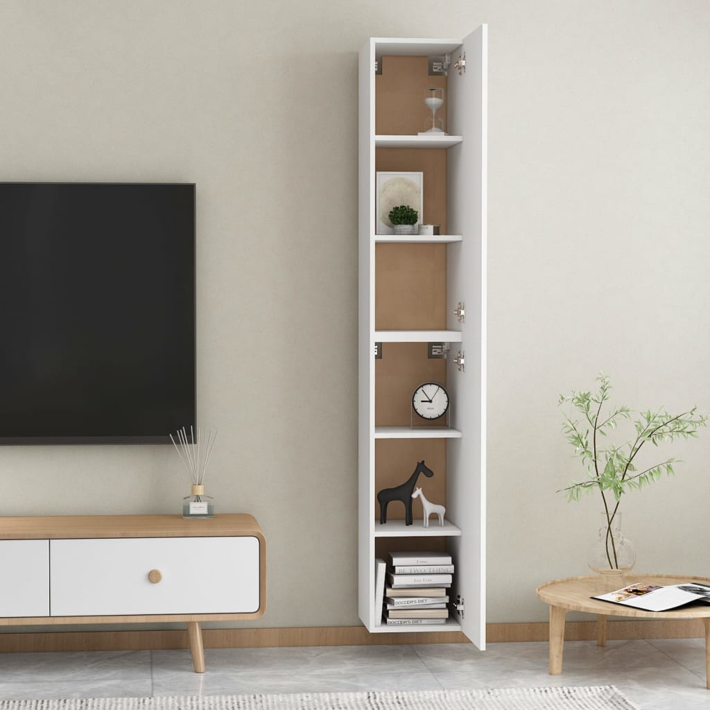 vidaXL TV skrinky 2 ks, biele 30,5x30x90 cm, kompozitné drevo
