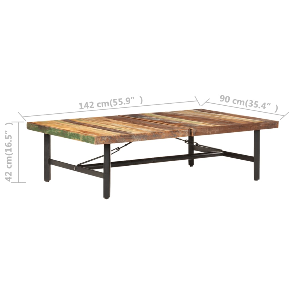 vidaXL Konferenčný stolík 142x90x42 cm masívne recyklované drevo