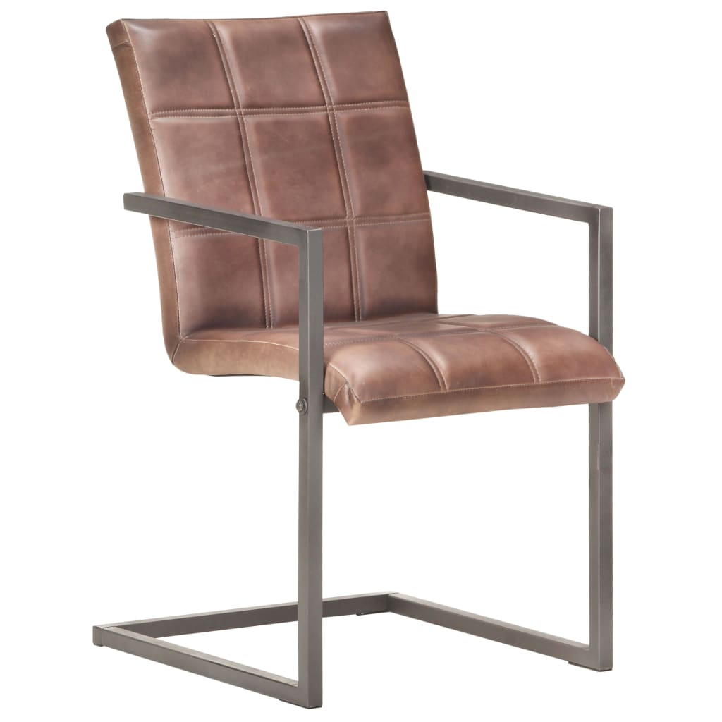 vidaXL Konzolové jedálenské stoličky 2 ks ošúchané hnedé pravá koža