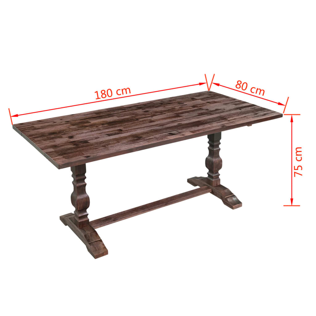 vidaXL Skladateľný stôl s dvoma podstavcami, masívne akáciové drevo, 180x80x75 cm
