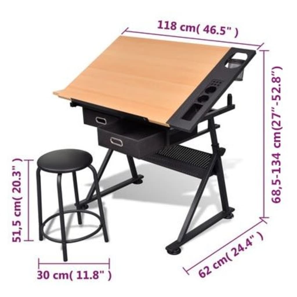 Stôl na kreslenie Draftsmen so sklopnou doskou a stoličkou