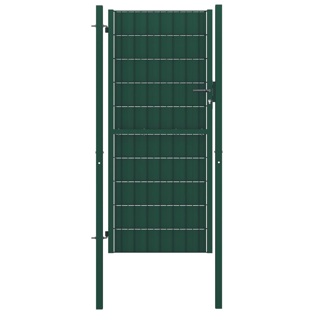 vidaXL Plotová brána, PVC a oceľ 100x124 cm, zelená