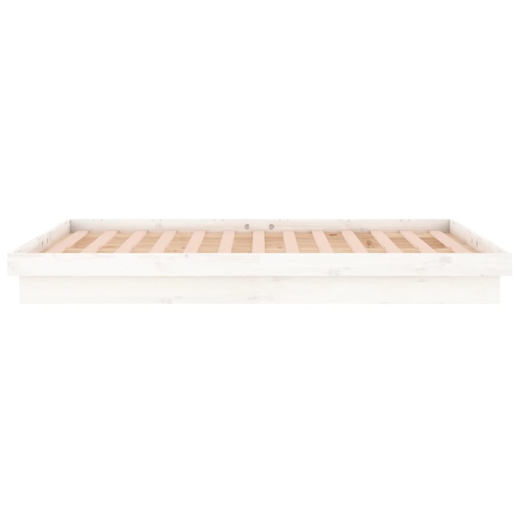 vidaXL Posteľný rám s LED, biely 180x200 cm, Super King, drevený masív