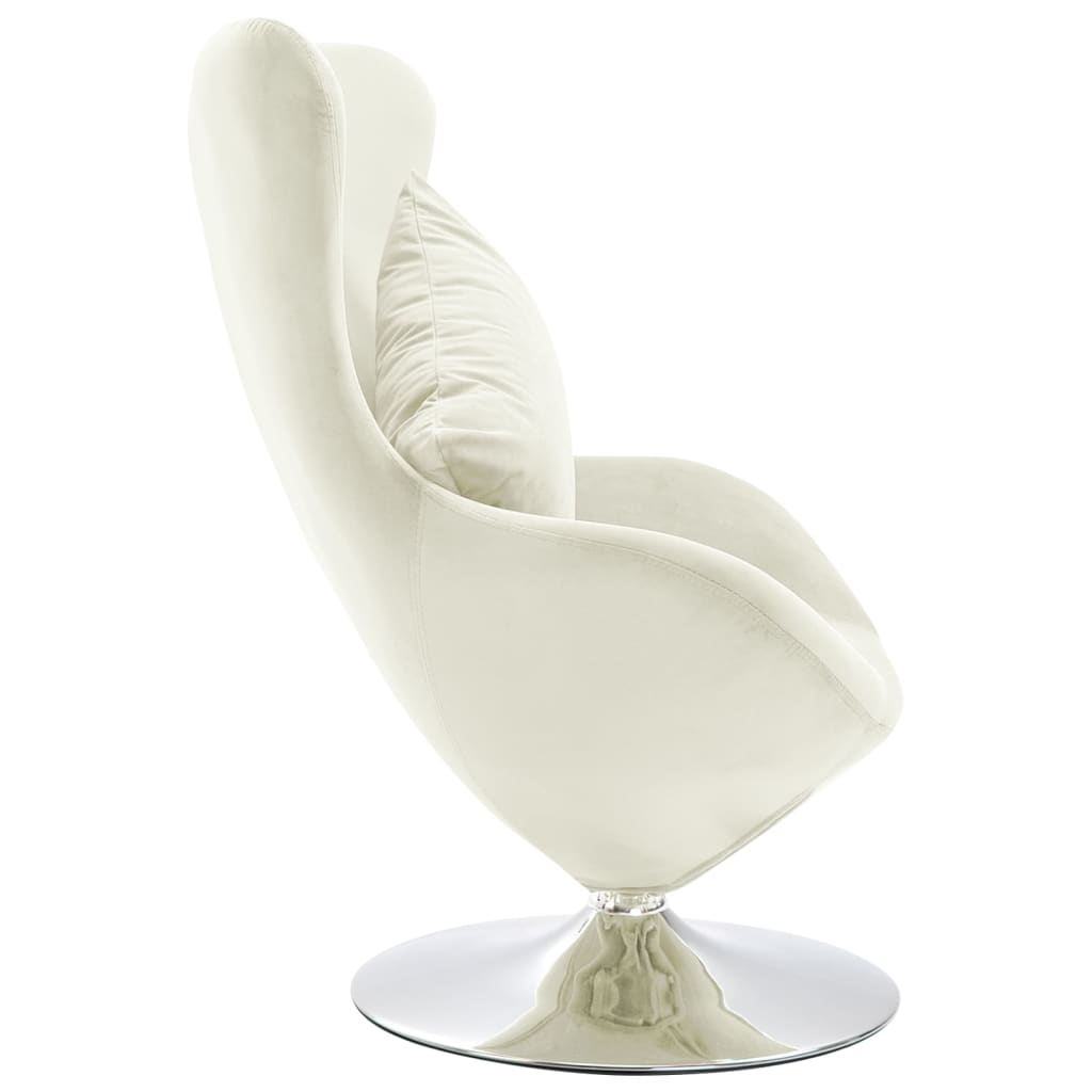 vidaXL Otočná stolička v tvare vajca s vankúšom krémová zamatová