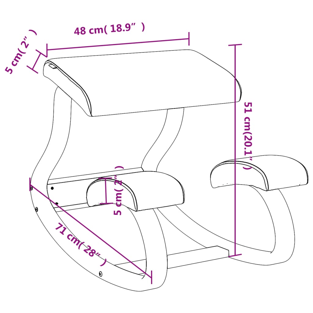 vidaXL Stolička na kľačanie hnedá 48x71x51 cm brezová preglejka