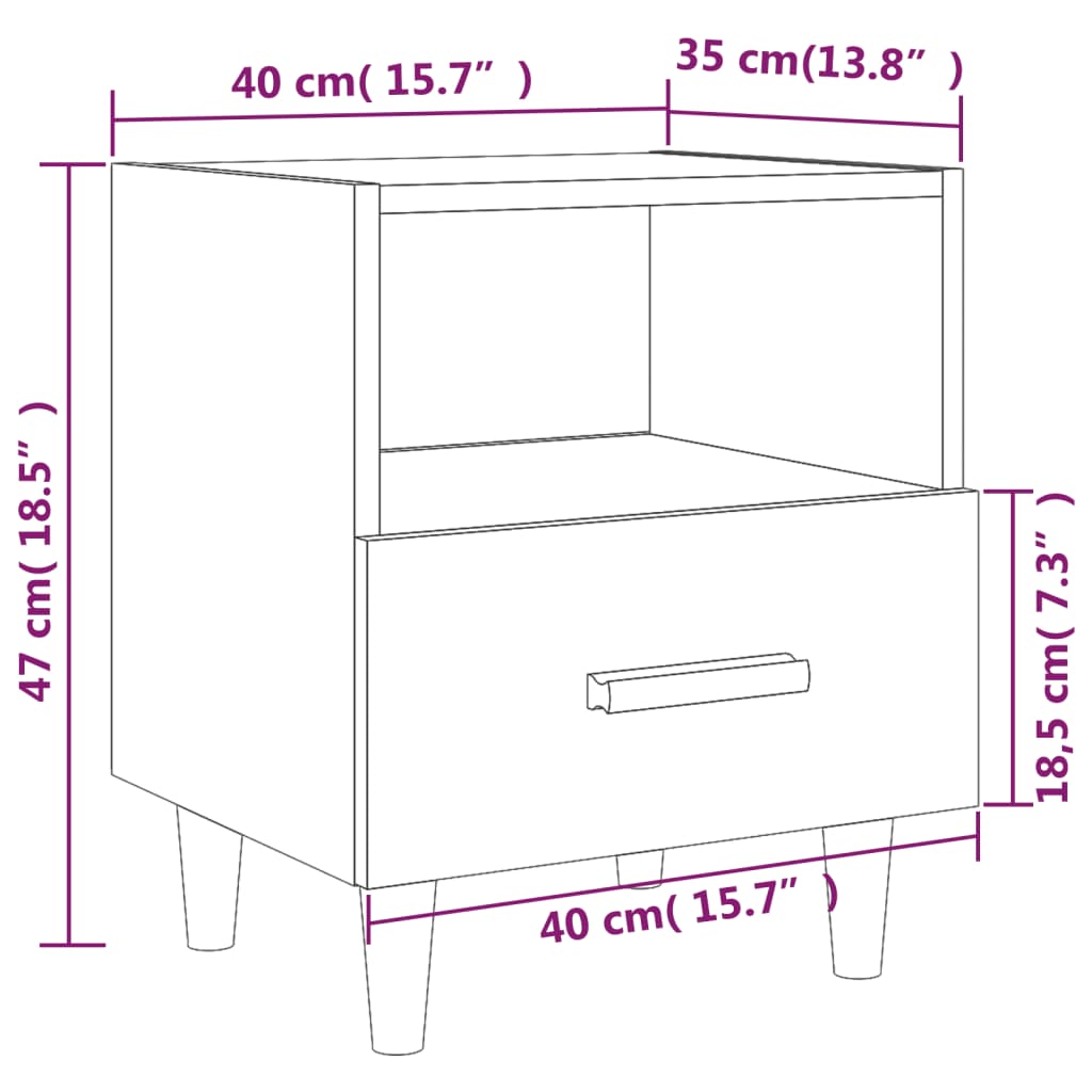 vidaXL Nočný stolík lesklý biely 40x35x47 cm