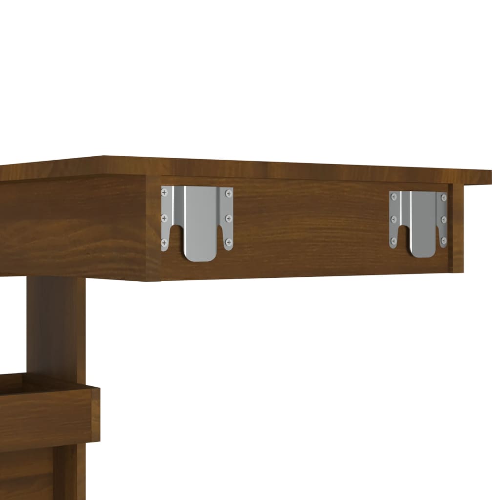 vidaXL Nástenný barový stôl hnedý dub 102x45x103,5 cm kompozitné drevo
