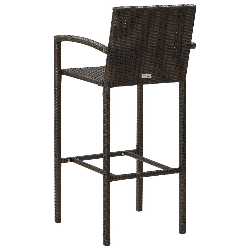 vidaXL Barové stoličky 2 ks hnedé polyratan