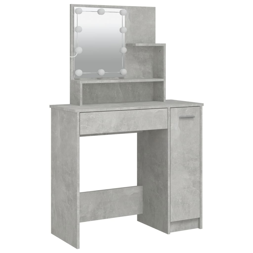vidaXL Toaletný stolík s LED betónovo sivý 86,5x35x136 cm