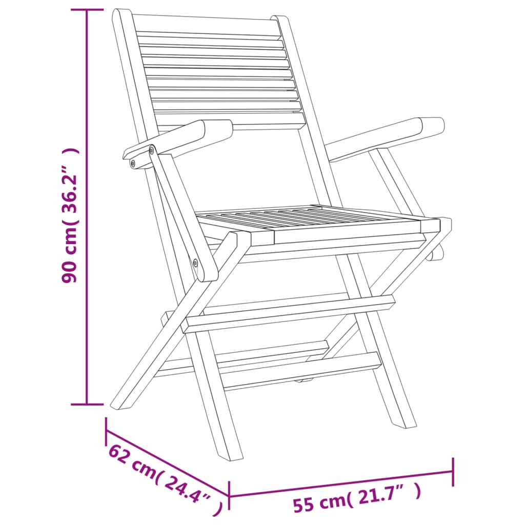 vidaXL Skladacie záhradné stoličky 6 ks 55x62x90 cm tíkový masív