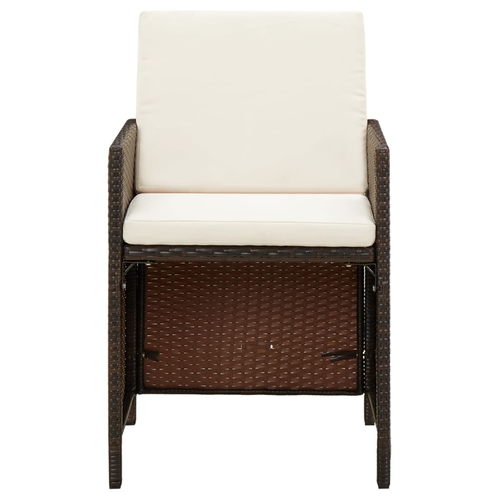 vidaXL Záhradné stoličky s podložkami 4 ks, polyratan, hnedé