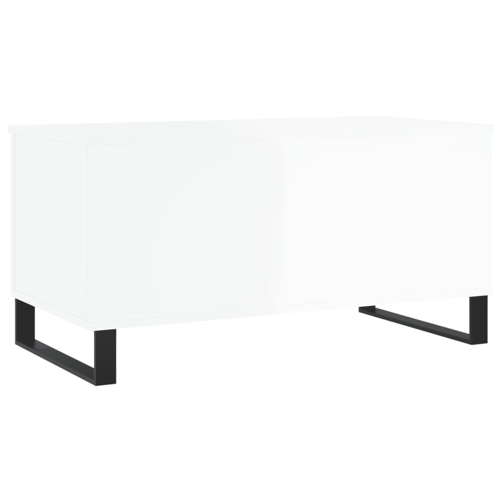 vidaXL Konferenčný stolík lesklý biely 90x44,5x45 cm spracované drevo