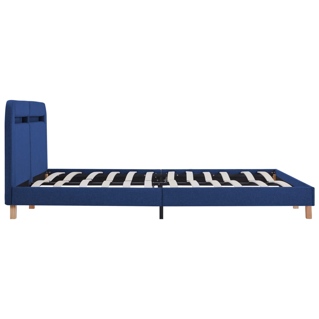 vidaXL Rám postele s LED svetlom modrý látkový 180x200 cm