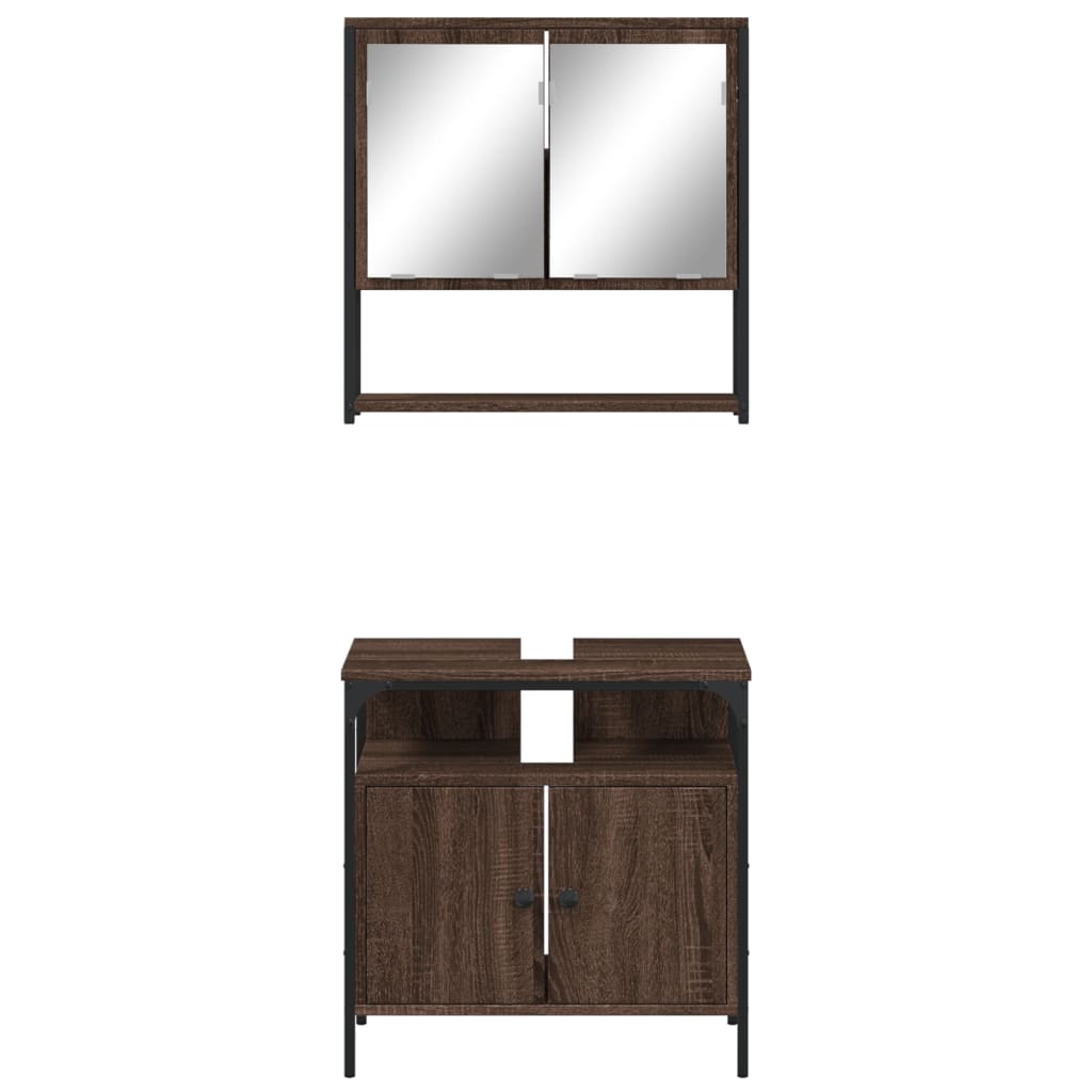 vidaXL 2-dielna sada kúpeľňového nábytku, hnedý dub, kompozitné drevo
