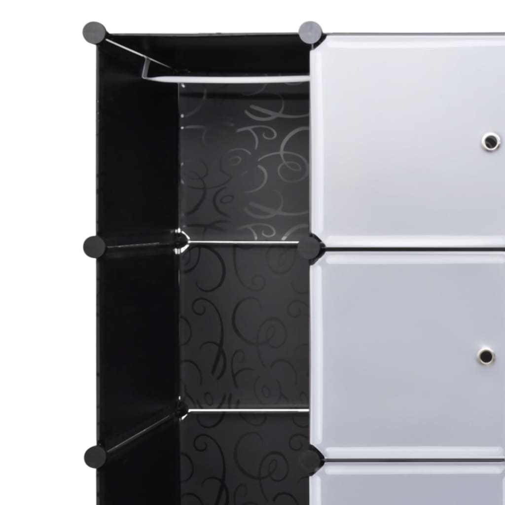 vidaXL Modulárna skrinka, 18 priečinkov, čierna a biela 37x146x180,5cm