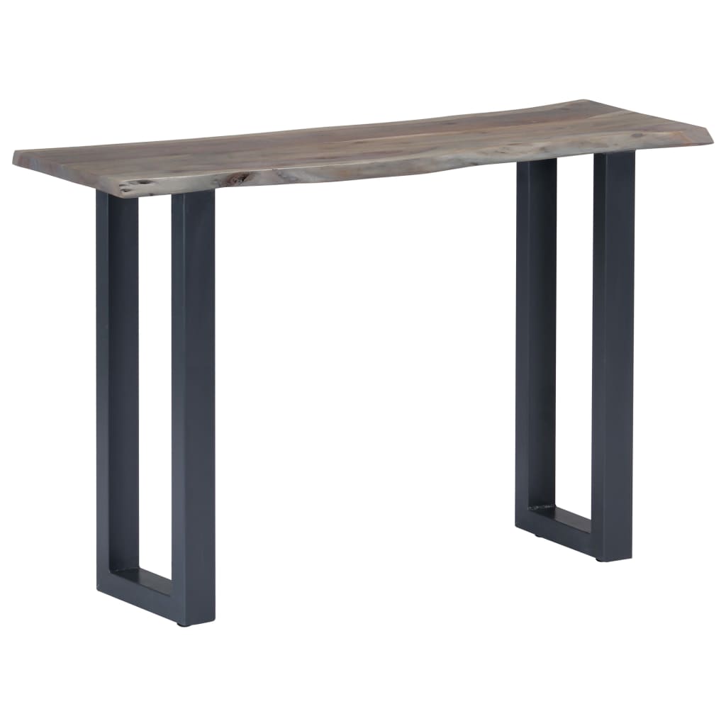 vidaXL Konzolový stolík z akáciového dreva a železa sivý 115x35x76 cm