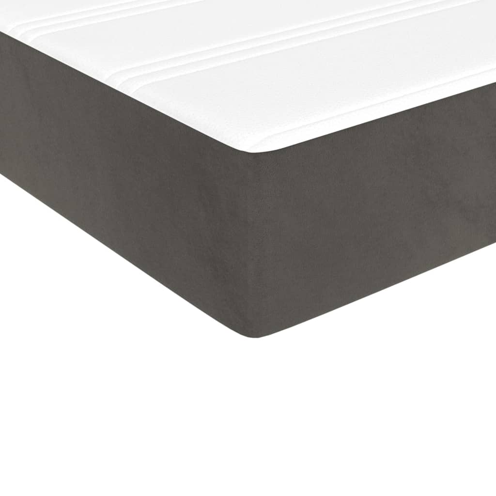 vidaXL Posteľný rám boxspring s matracom tmavosivý 90x190 cm zamat