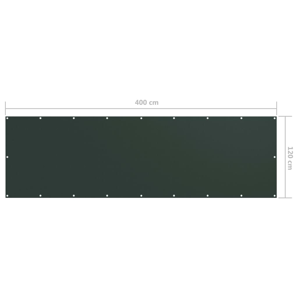 vidaXL Balkónová markíza, tmavozelená 120x400 cm, oxfordská látka