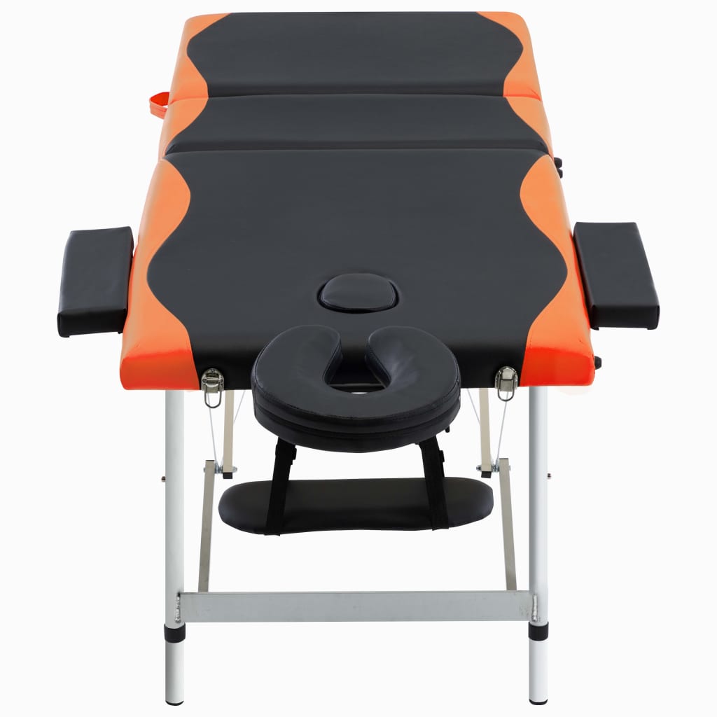 vidaXL Skladací masážny stôl s 3 zónami, hliník, čierno oranžový