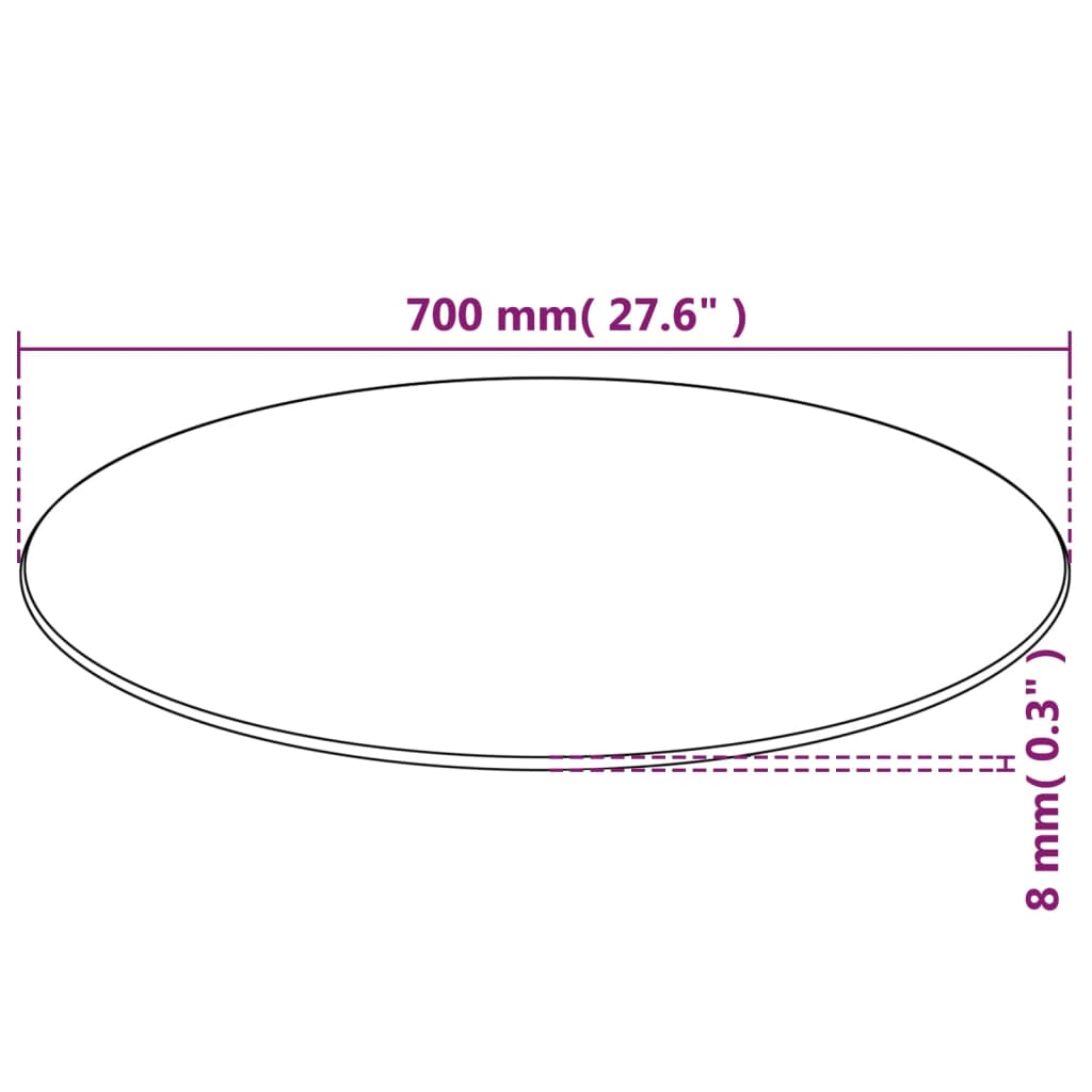 vidaXL Stolová doska z tvrdeného skla, okrúhla, 700 mm