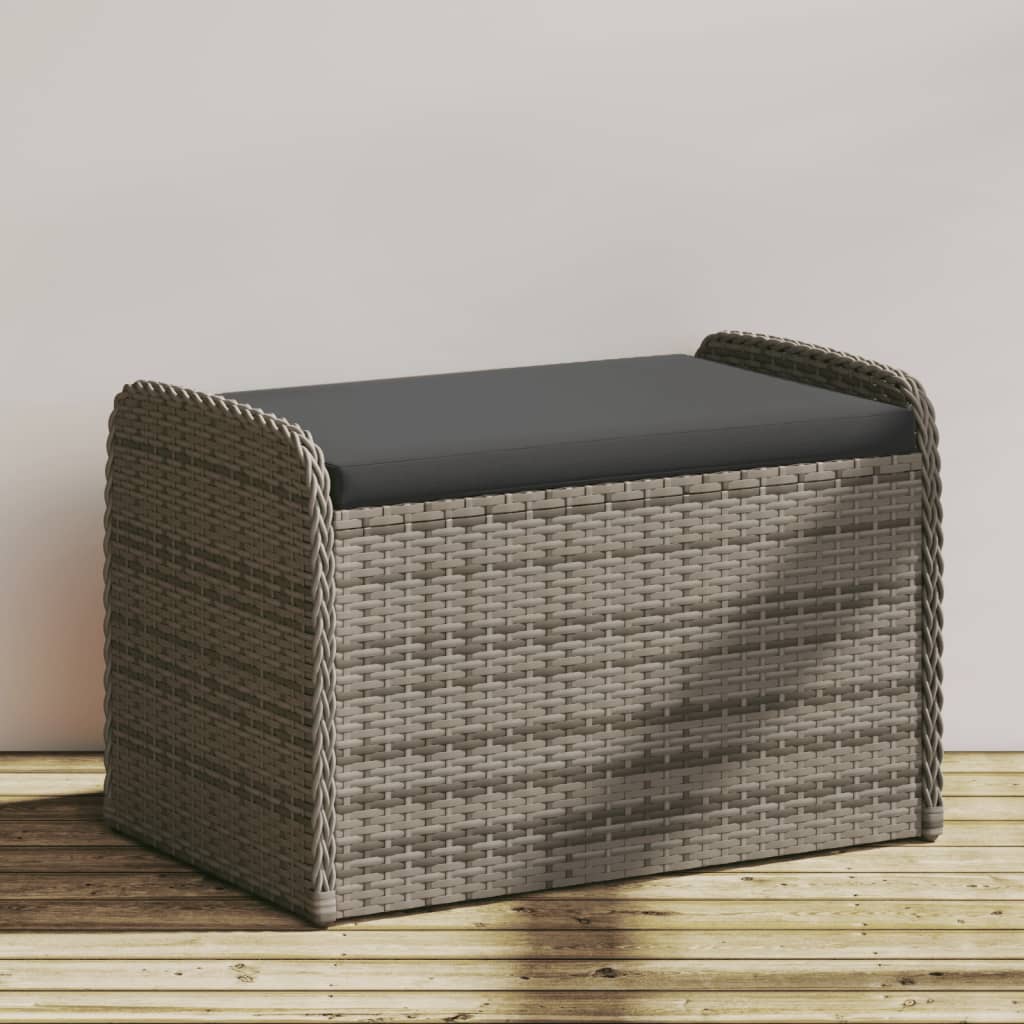 vidaXL Úložná lavička s vankúšom sivá 80x51x52 cm polyratan