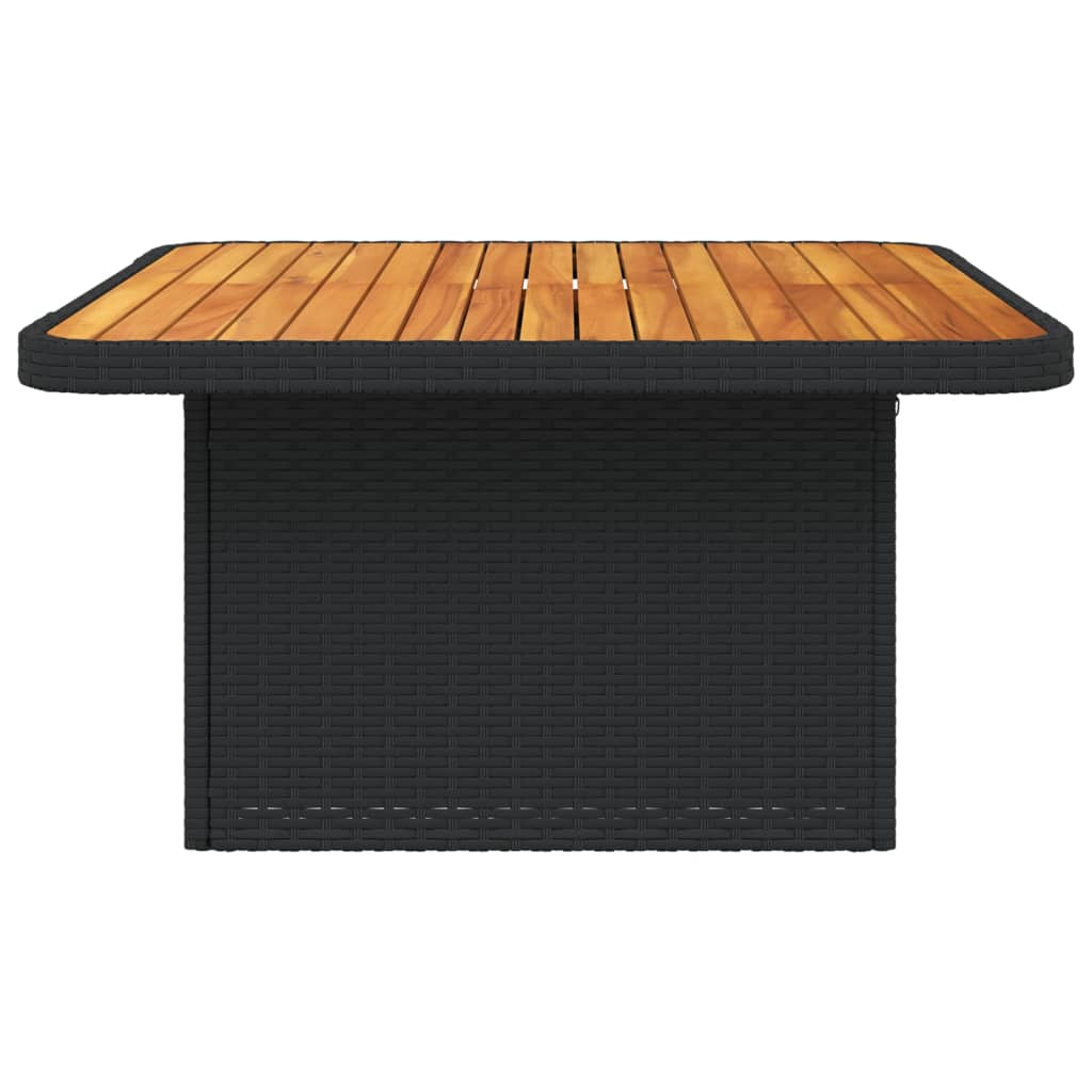 vidaXL Záhradný stôl čierny 80x80x71 cm polyratan a akáciové drevo