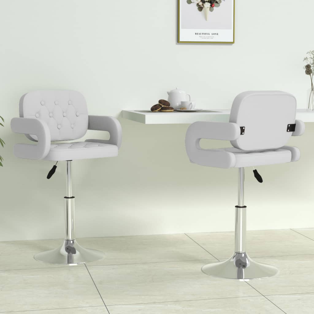 vidaXL Otočné jedálenské stoličky 2 ks biele umelá koža