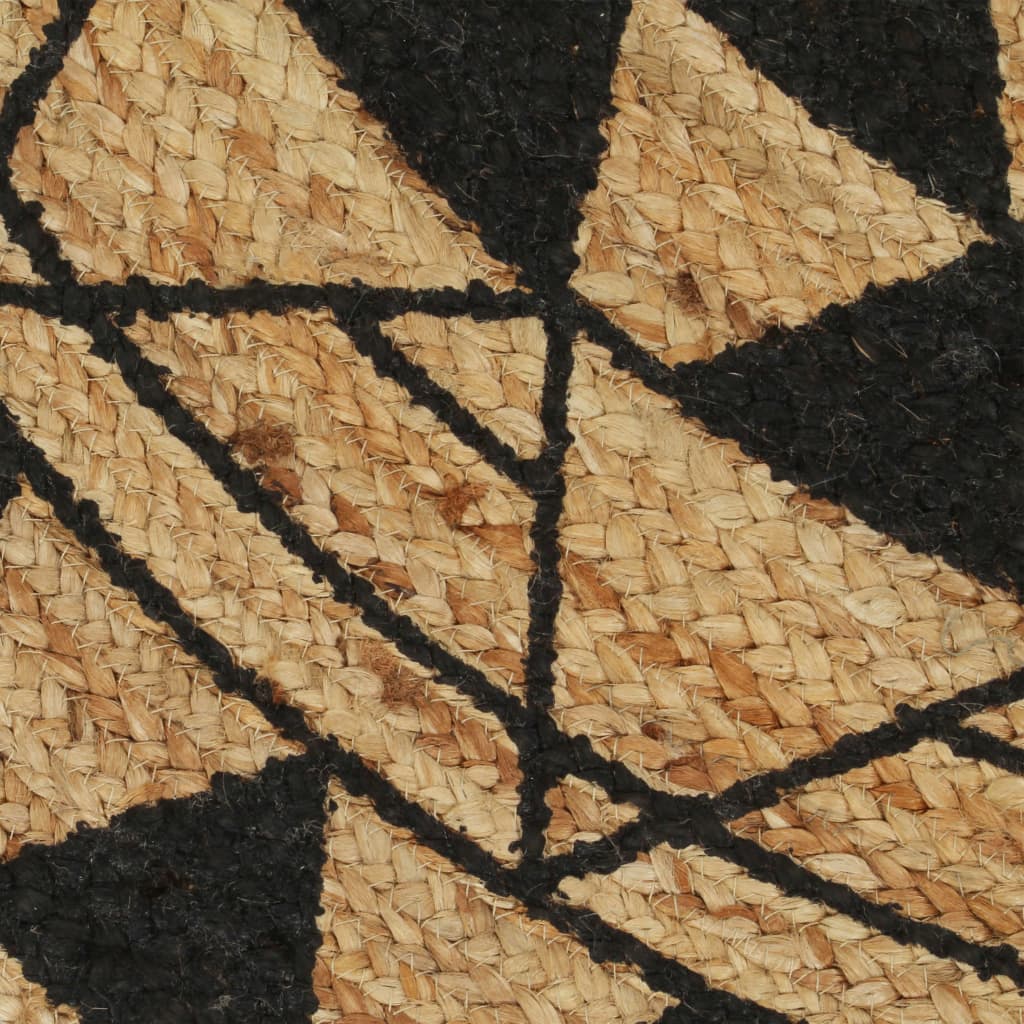 vidaXL Ručne vyrobený jutový koberec s čiernou potlačou 120 cm