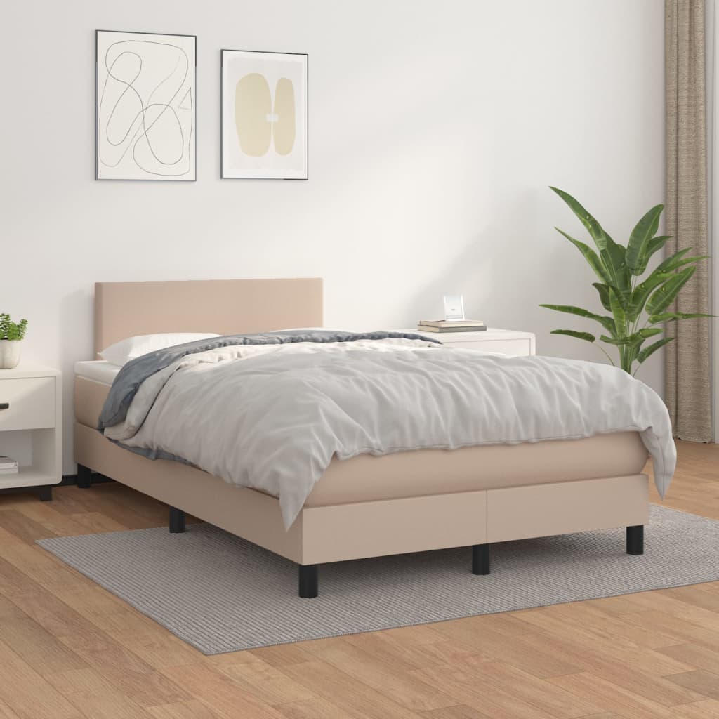 vidaXL Boxspring posteľ s matracom kapučínová 120x200 cm umelá koža