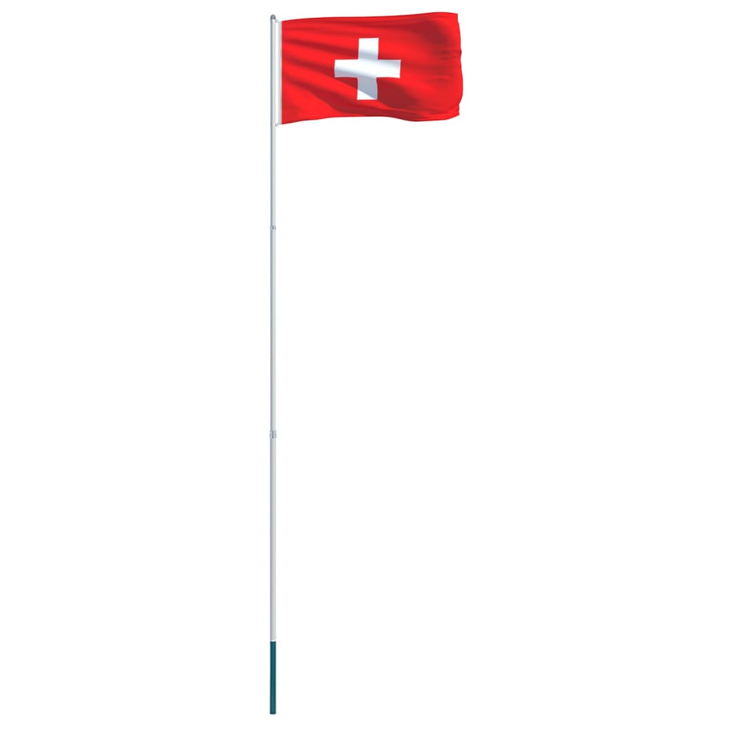 vidaXL Švajčiarska vlajka a stĺp 4 m hliníkový