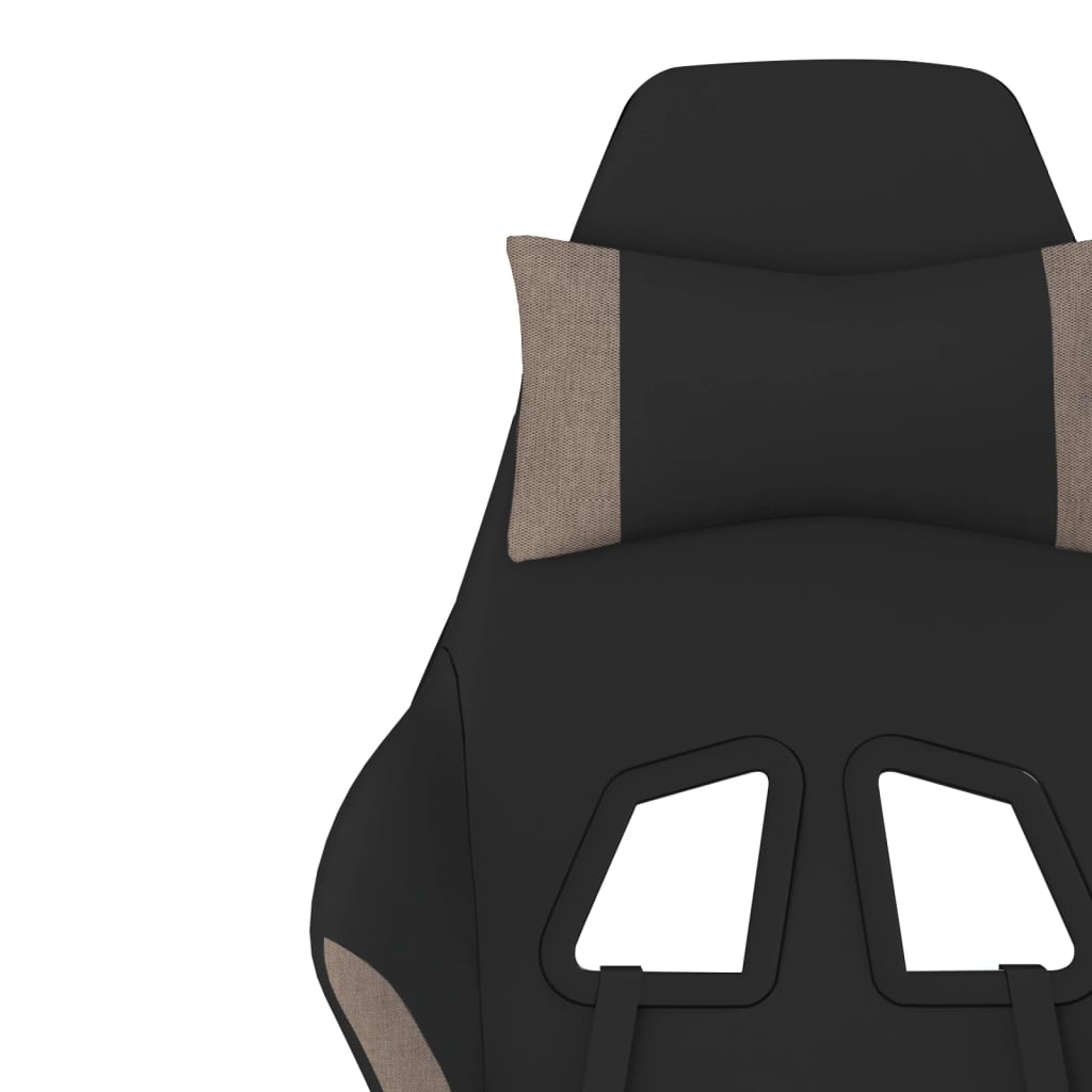 vidaXL Herná stolička s podnožkou čierna a sivohnedá látková