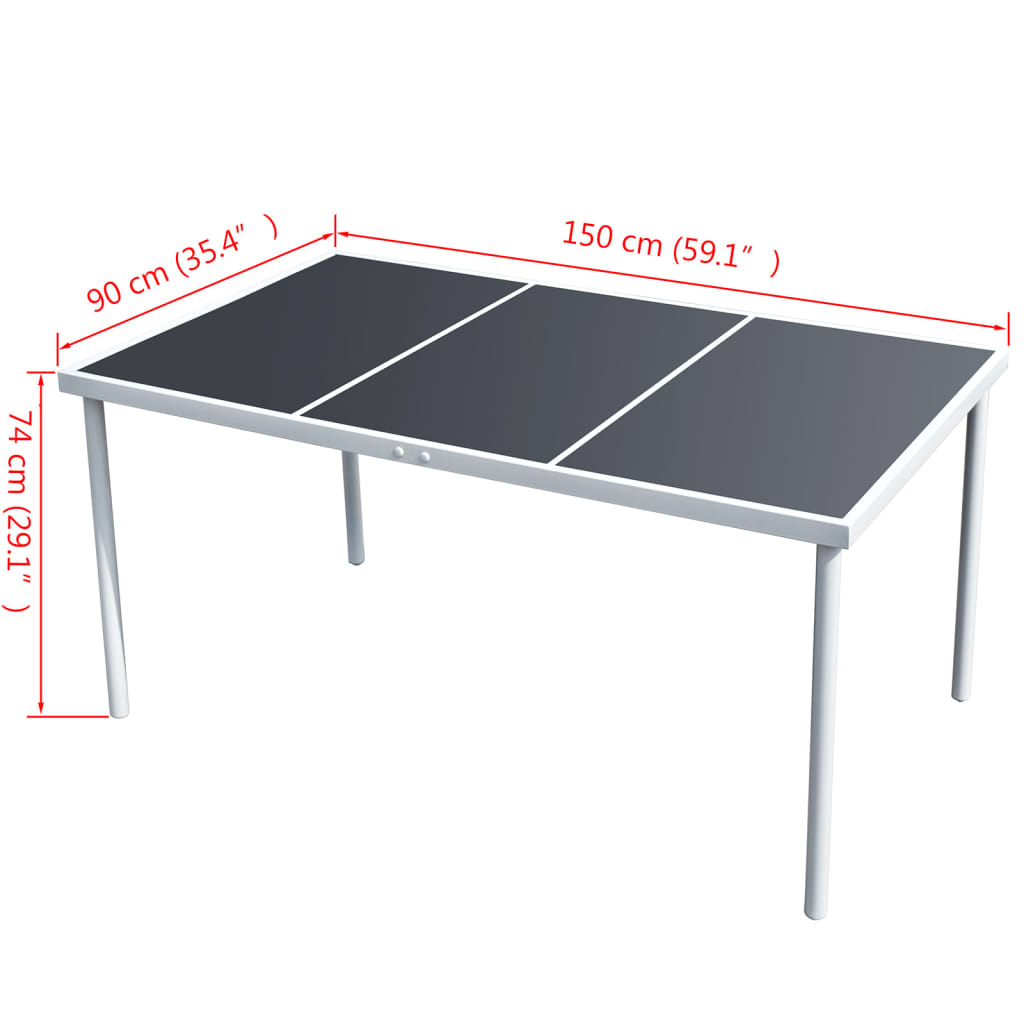 vidaXL Záhradný stôl 150x90x74 cm, čierny, oceľ