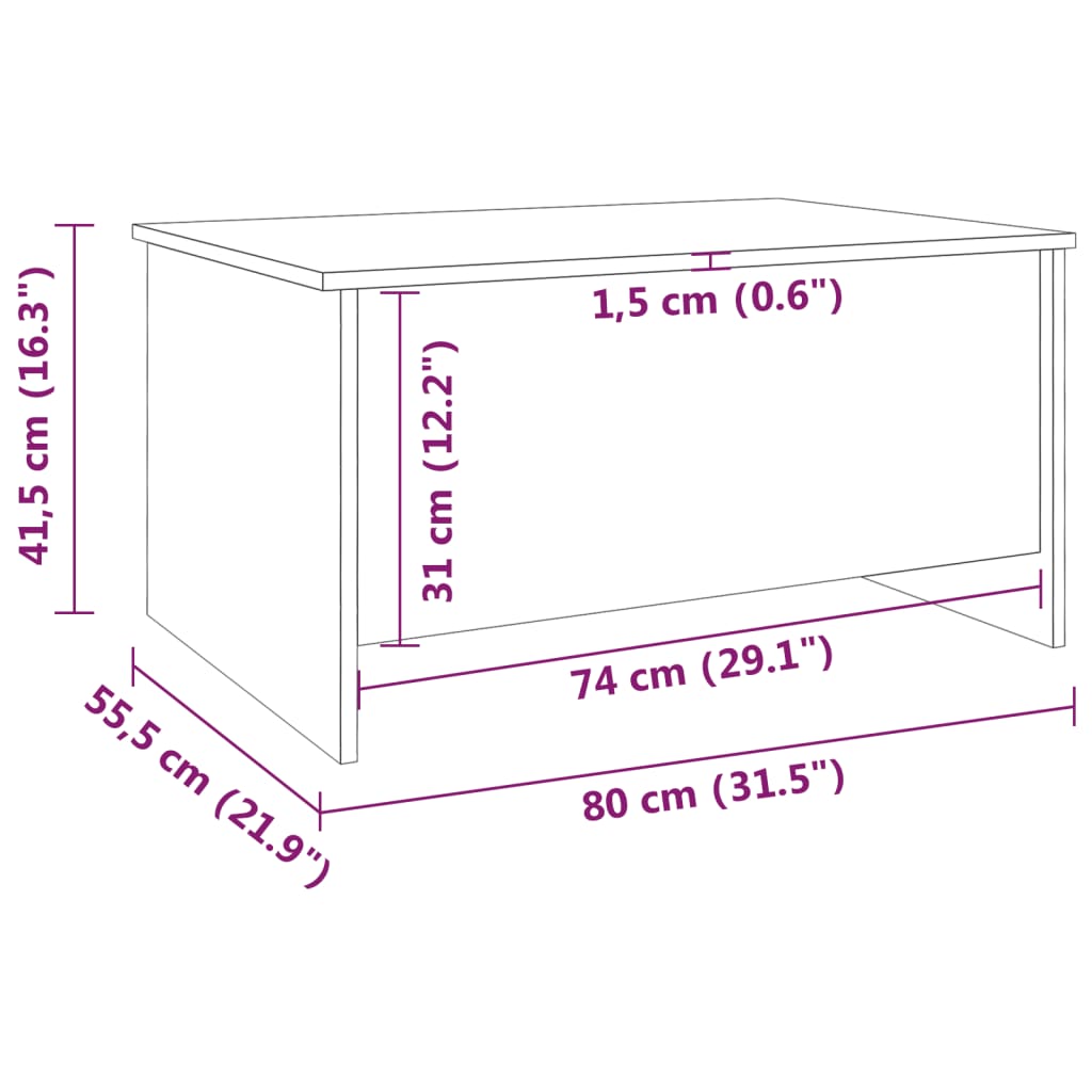 vidaXL Konferenčný stolík sivý sonoma 80x55,5x41,5 cm spracované drevo