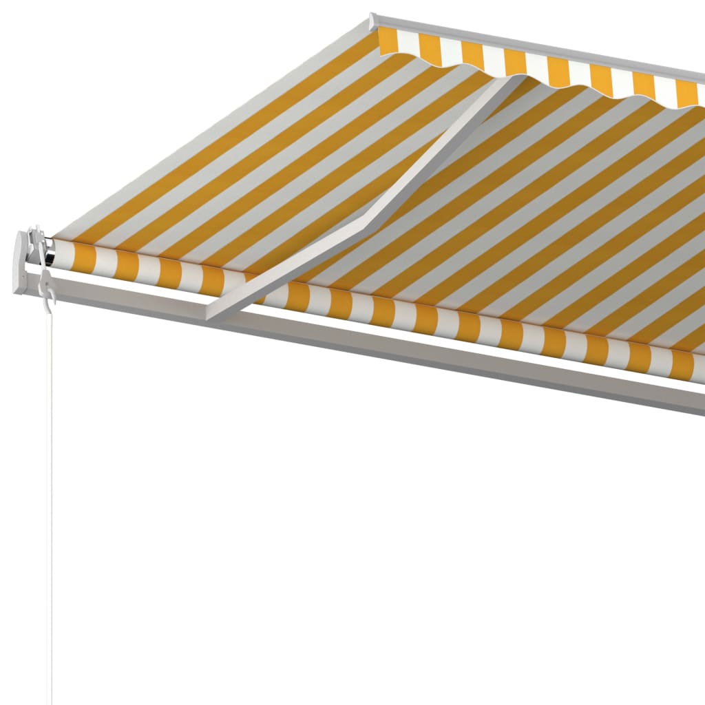 vidaXL Ručne zaťahovacia markíza so stĺpikmi 6x3,5 m žlto-biela