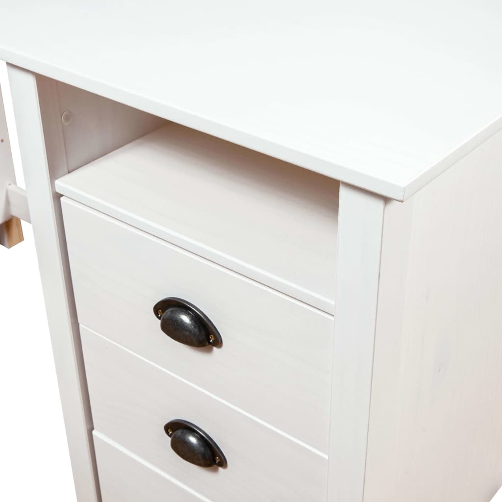 vidaXL Písací stôl Hill, biely 150x50x74 cm, borovicový masív