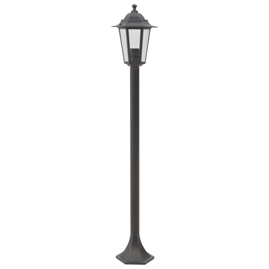vidaXL Záhradné stĺpové lampy 6 ks E27 110 cm hliníkové bronzové