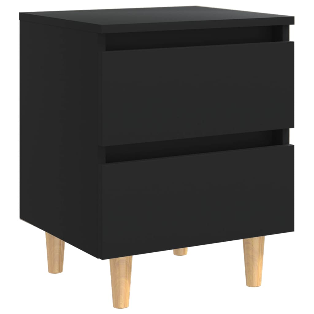 vidaXL Nočný stolík s nohami z borovicového dreva čierny 40x35x50 cm