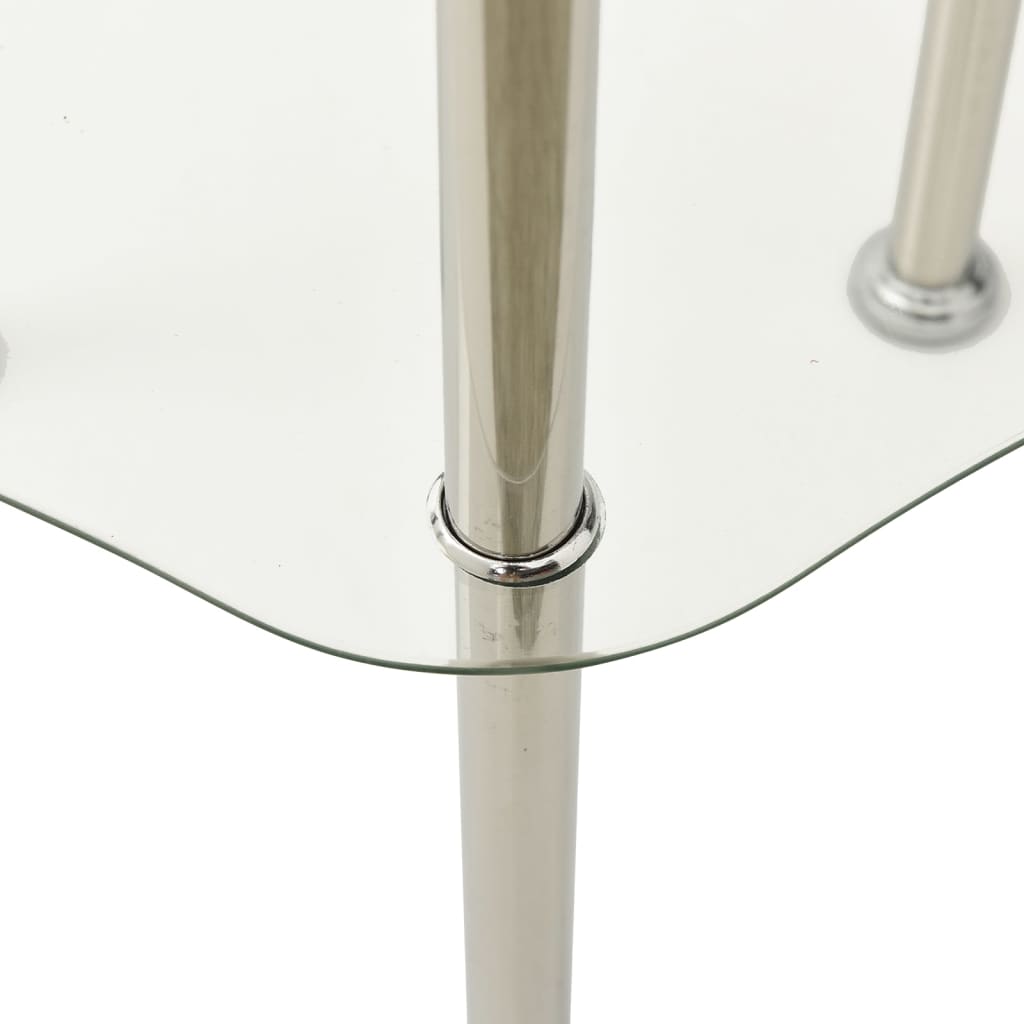 vidaXL Bočný stolík s 2 policami priehľadný 38x38x50 cm tvrdené sklo