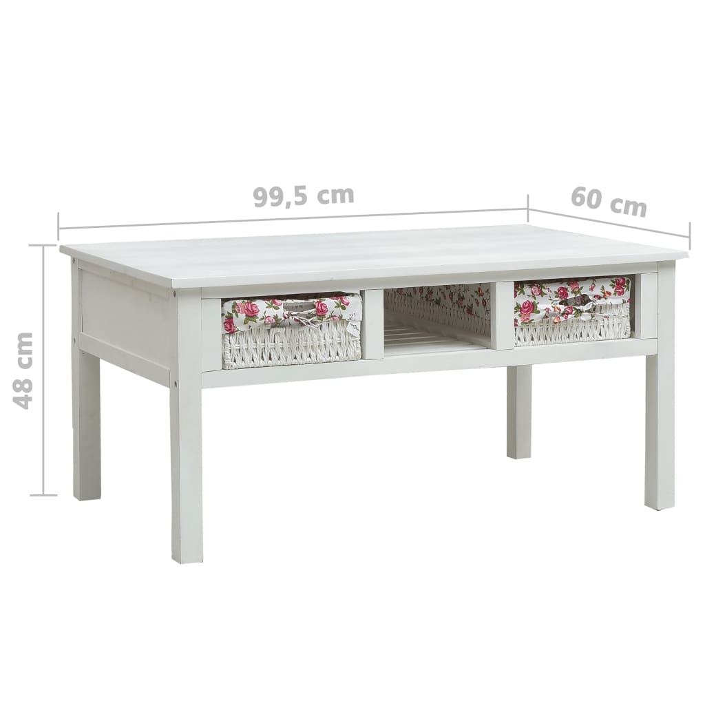vidaXL Konferenčný stolík biely 99,5x60x48 cm drevený