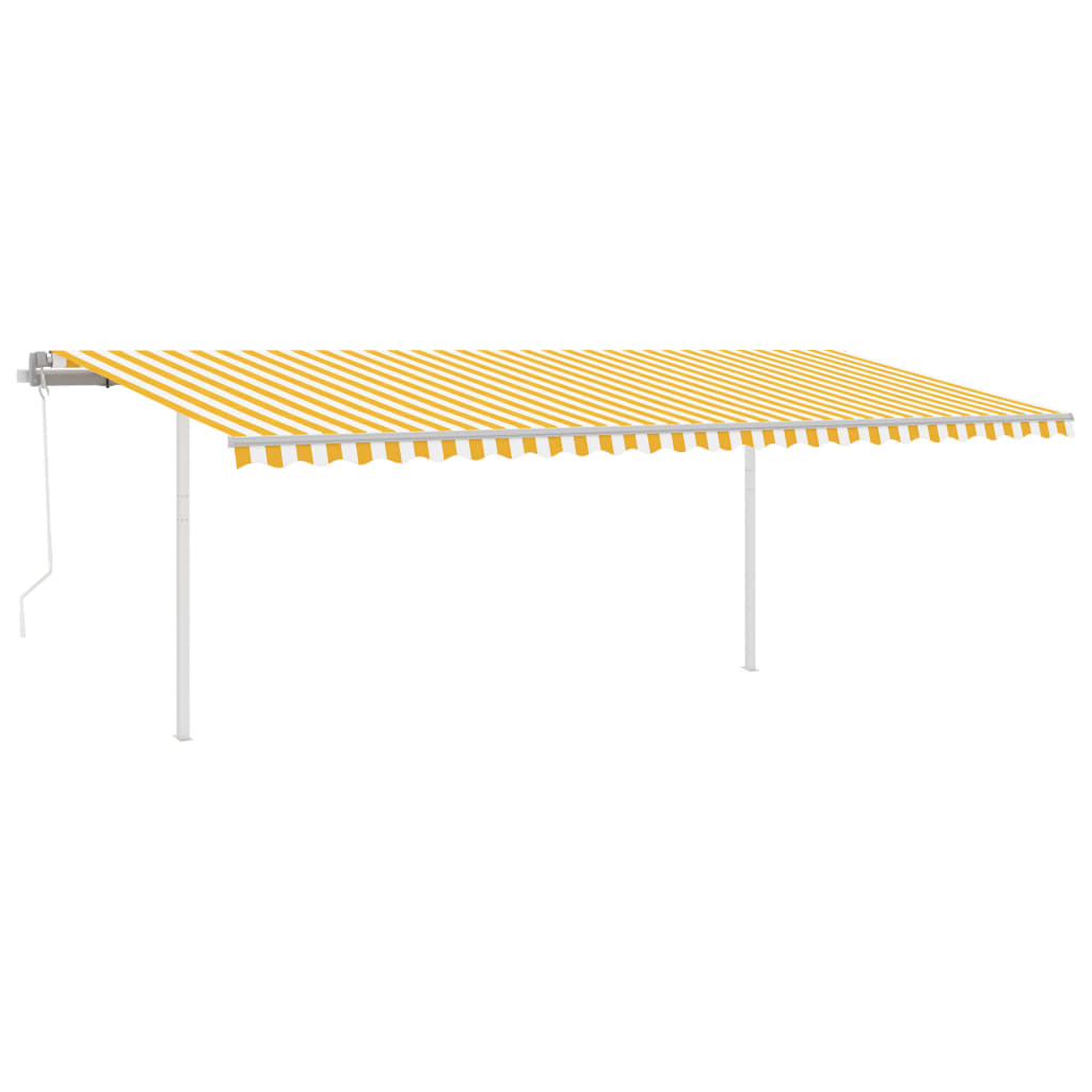 vidaXL Automaticky zaťahovacia markíza so stĺpikmi 6x3,5 m žlto-biela