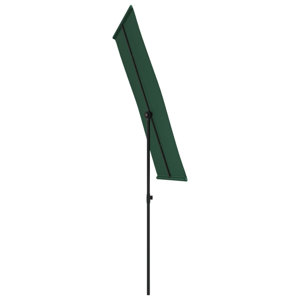 idaXL Vonkajší slnečník s hliníkovou tyčou 180x110 cm, zelený