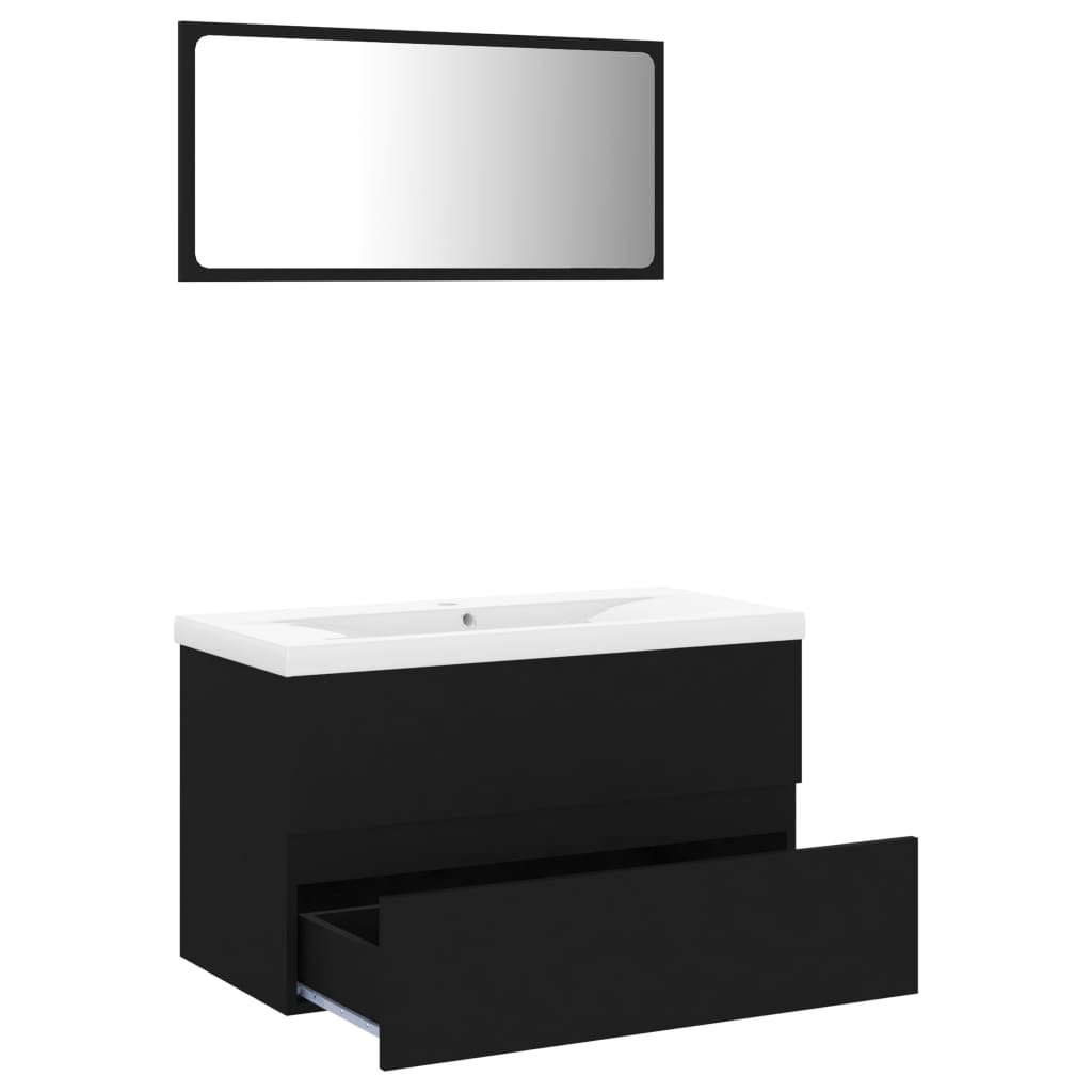 vidaXL Súprava kúpeľňového nábytku čierna drevotrieska