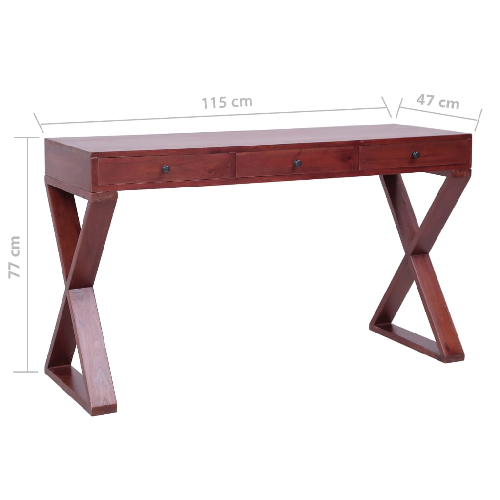 vidaXL Počítačový stôl hnedý 115x47x77 cm masívne mahagónové drevo