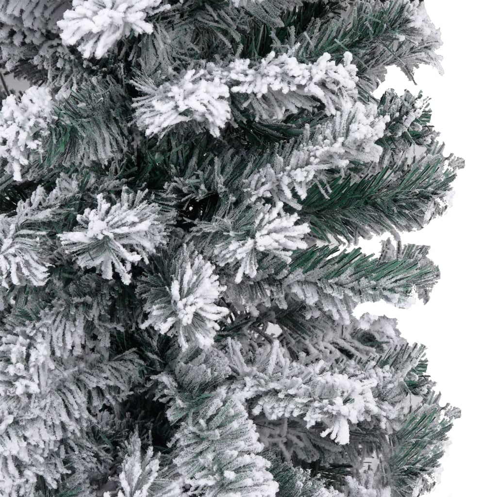 vidaXL Úzky osvetlený vianočný stromček, zasnežený, zelený 210 cm, PVC