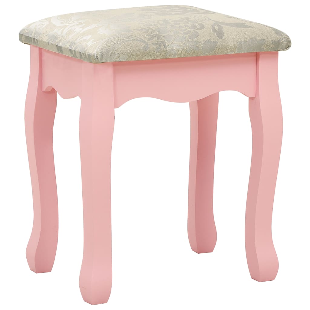 vidaXL Toaletný stolík so stoličkou a 3-dielnym zrkadlom ružový