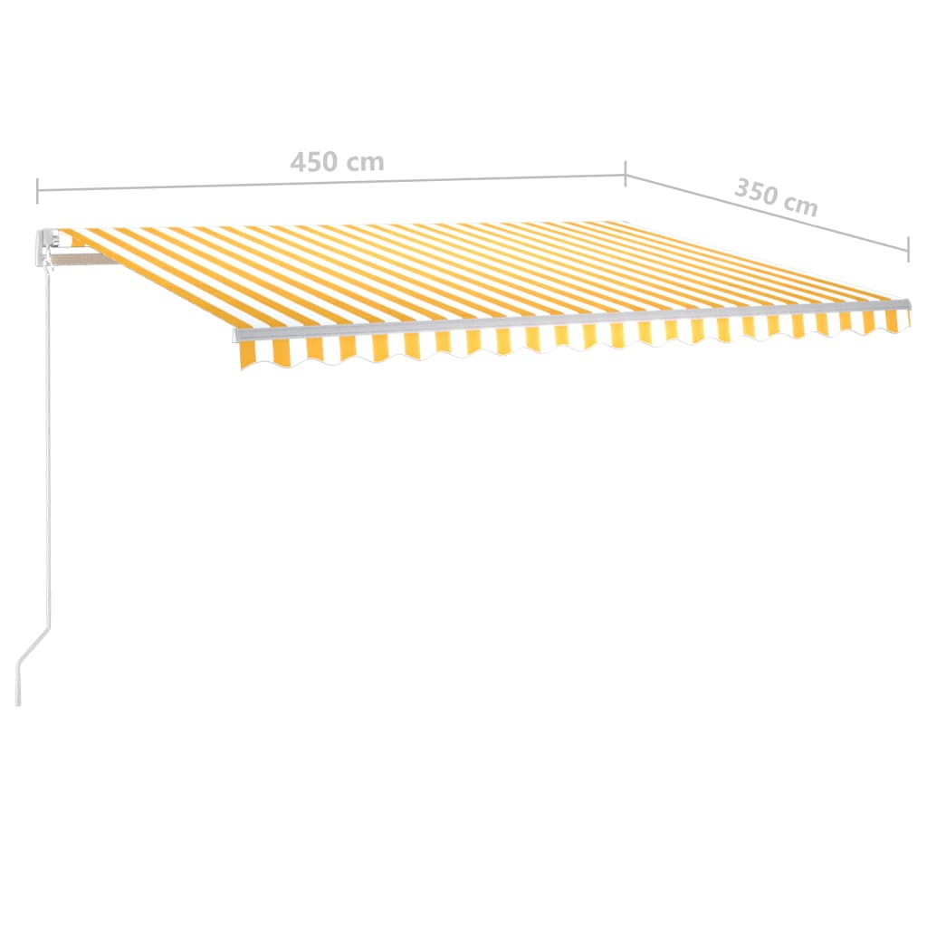 vidaXL Ručne zaťahovacia markíza s LED 4,5x3,5 m žlto-biela