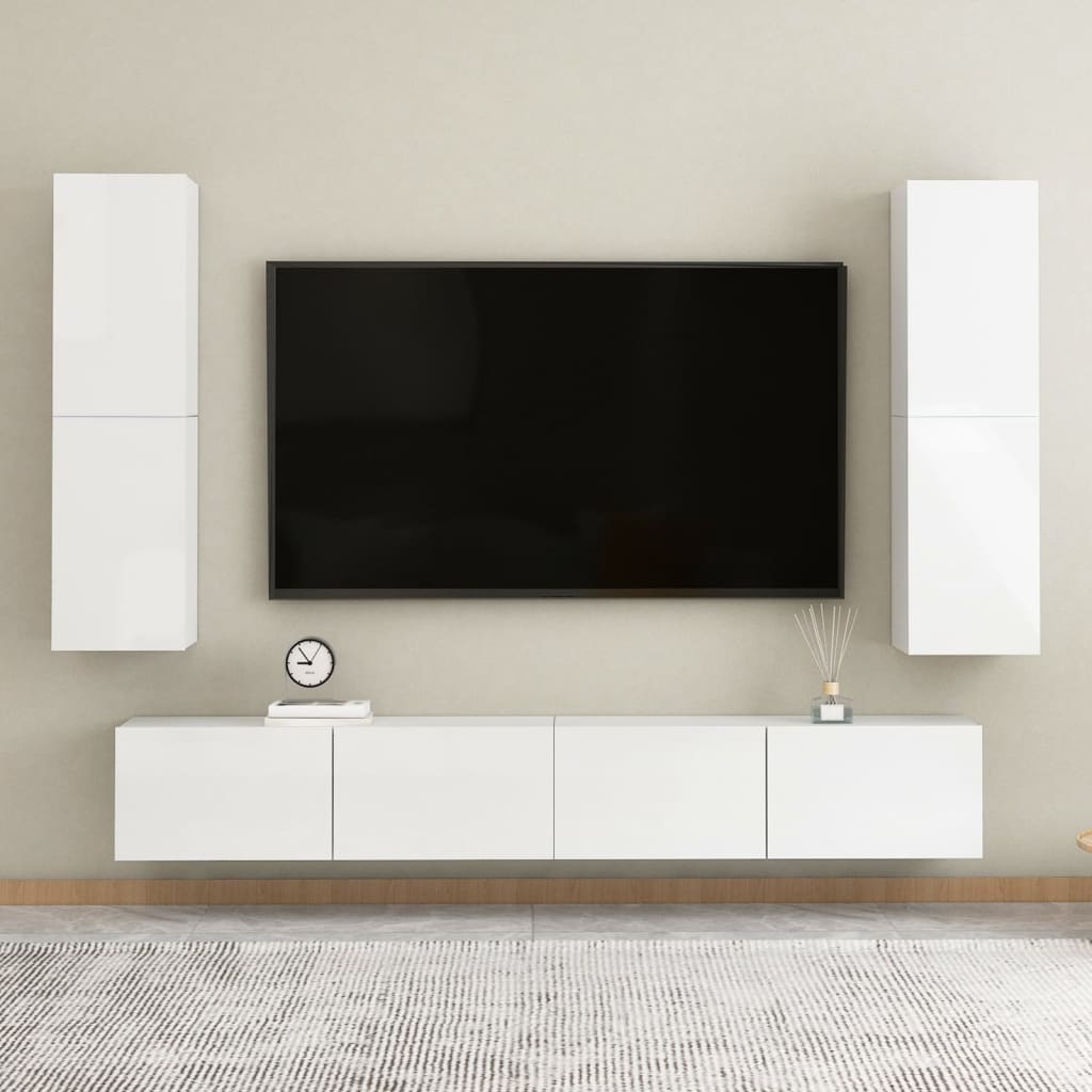 vidaXL TV skrinky 2 ks, lesklé biele 30,5x30x110 cm, kompozitné drevo